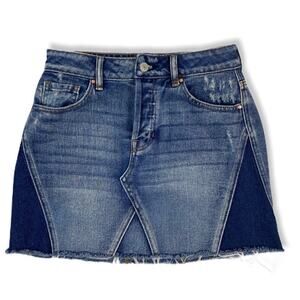 PacSun Two Tone Denim Button-fly Mini Skirt Size 24
